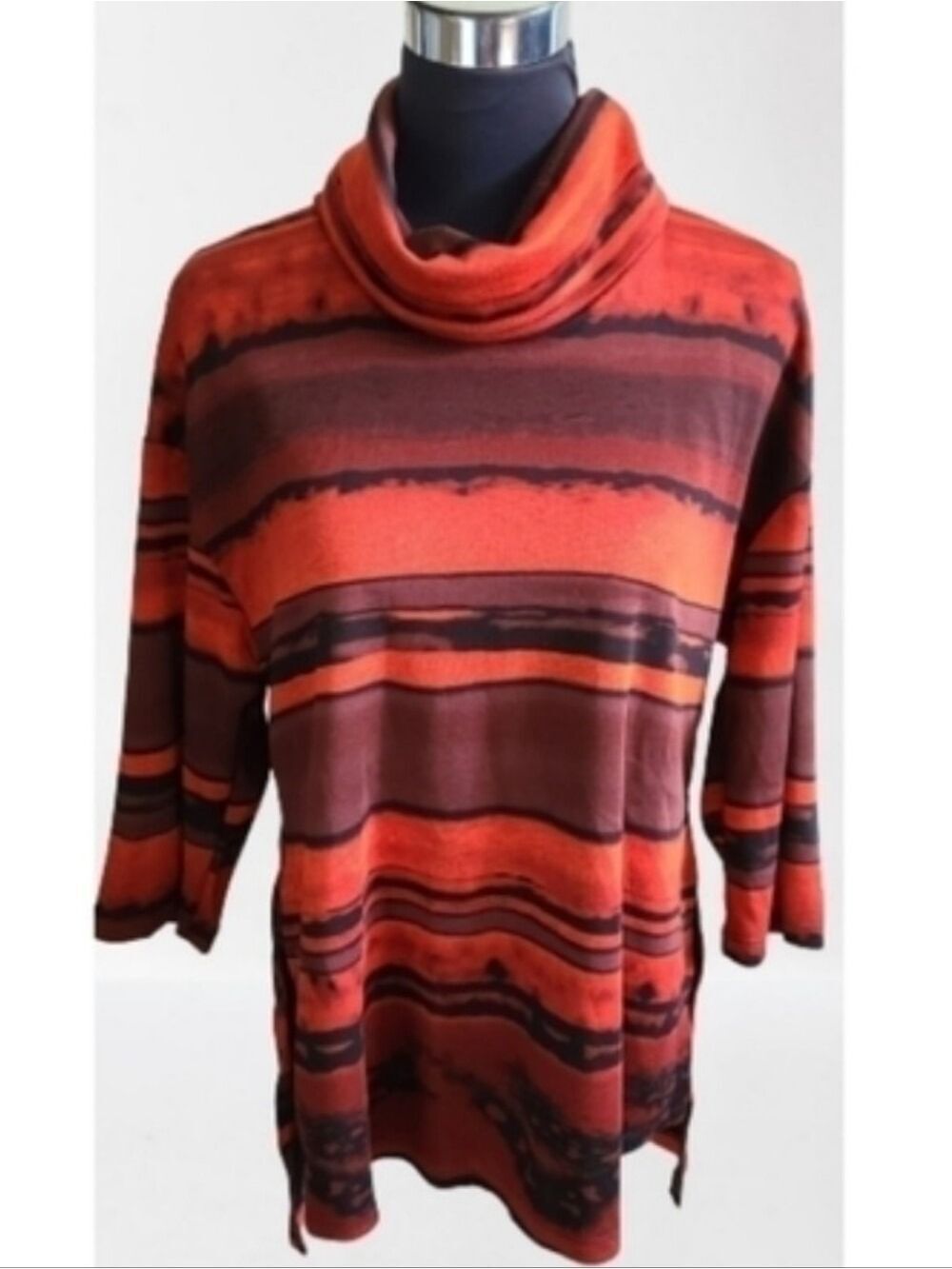 ARTEX Red & Black Cowl Neck 3/4 Sleeve Top Size Small NWT